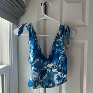 Zara Blue Floral Tie Tank Top